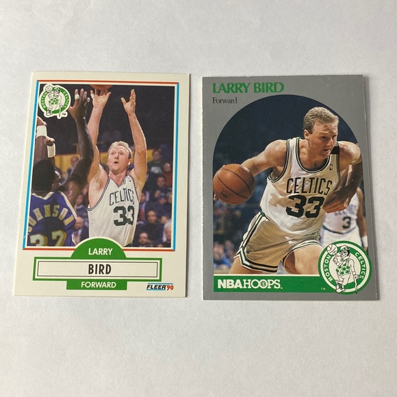 (2) Larry Bird Boston Celtics NBA Hoops and Fleer Basketball Cards - Picture 1 of 2